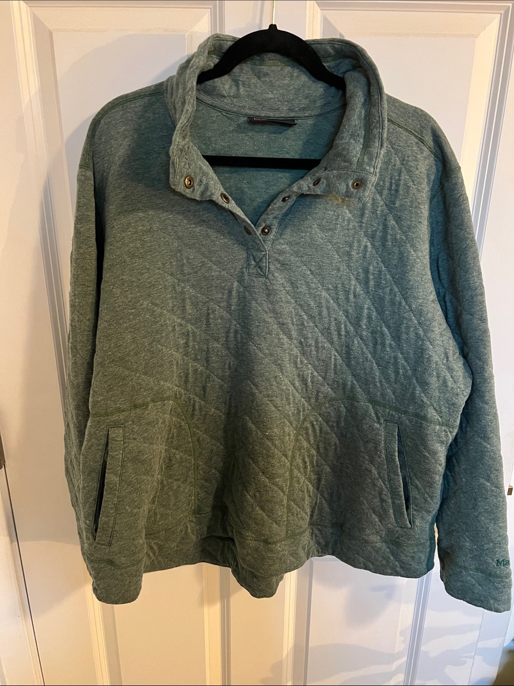 Marmot Quilted Crewneck Pullover in Sage Green